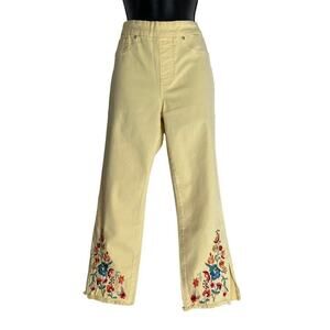 Tribal sz 2 yellow audrey 70s mid‎ rise straight capri pants NWT